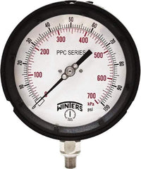 Winters - 4-1/2" Dial, 1/4 Thread, 0-100 Scale Range, Pressure Gauge - Bottom Connection Mount, Accurate to ±0.5% of Scale - Best Tool & Supply