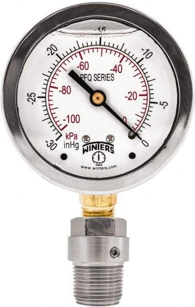 Winters - 2-1/2" Dial, 1/4 Thread, 0-600 Scale Range, Pressure Gauge - Bottom Connection Mount, Accurate to 1.5% of Scale - Best Tool & Supply