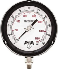 Winters - 4-1/2" Dial, 1/4 Thread, 0-200 Scale Range, Pressure Gauge - Bottom Connection Mount, Accurate to ±0.5% of Scale - Best Tool & Supply