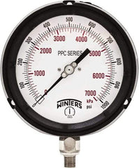 Winters - 4-1/2" Dial, 1/4 Thread, 0-1,000 Scale Range, Pressure Gauge - Bottom Connection Mount, Accurate to ±0.5% of Scale - Best Tool & Supply