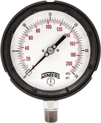 Winters - 4-1/2" Dial, 1/4 Thread, 0-30 Scale Range, Pressure Gauge - Bottom Connection Mount, Accurate to ±0.5% of Scale - Best Tool & Supply