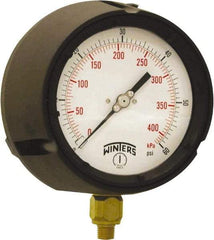 Winters - 4-1/2" Dial, 1/4 Thread, 0-60 Scale Range, Pressure Gauge - Bottom Connection Mount, Accurate to ±0.5% of Scale - Best Tool & Supply