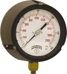 Winters - 4-1/2" Dial, 1/4 Thread, 0-300 Scale Range, Pressure Gauge - Bottom Connection Mount, Accurate to ±0.5% of Scale - Best Tool & Supply