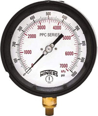 Winters - 4-1/2" Dial, 1/4 Thread, 0-1,000 Scale Range, Pressure Gauge - Bottom Connection Mount, Accurate to ±0.5% of Scale - Best Tool & Supply