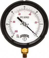 Winters - 4-1/2" Dial, 1/4 Thread, 30-0 Hg VAC Scale Range, Pressure Gauge - Bottom Connection Mount, Accurate to ±0.5% of Scale - Best Tool & Supply