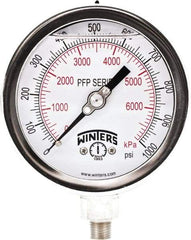 Winters - 4" Dial, 1/4 Thread, 0-1,000 Scale Range, Pressure Gauge - Bottom Connection Mount, Accurate to 0.01% of Scale - Best Tool & Supply