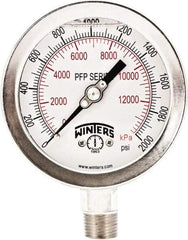 Winters - 4" Dial, 1/4 Thread, 0-2,000 Scale Range, Pressure Gauge - Bottom Connection Mount, Accurate to 1% Full-Scale of Scale - Best Tool & Supply