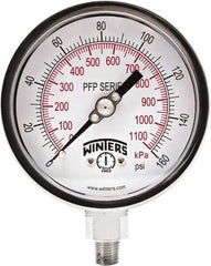 Winters - 4" Dial, 1/4 Thread, 0-160 Scale Range, Pressure Gauge - Bottom Connection Mount, Accurate to 1% Full-Scale of Scale - Best Tool & Supply