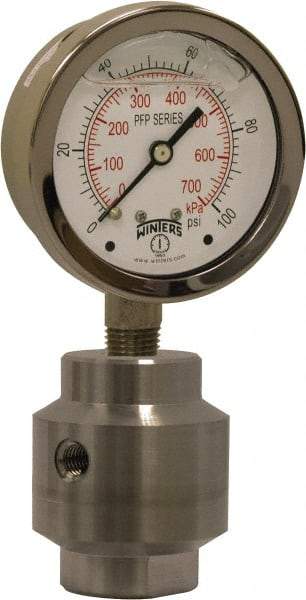 Winters - 2-1/2" Dial, 1/4 Thread, 0-2,000 Scale Range, Pressure Gauge - Bottom Connection Mount, Accurate to 1.5% of Scale - Best Tool & Supply