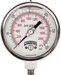 Winters - 4" Dial, 1/4 Thread, 0-300 Scale Range, Pressure Gauge - Bottom Connection Mount, Accurate to 0.01% of Scale - Best Tool & Supply