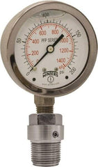 Winters - 2-1/2" Dial, 1/4 Thread, 0-2,000 Scale Range, Pressure Gauge - Bottom Connection Mount, Accurate to 1.5% of Scale - Best Tool & Supply