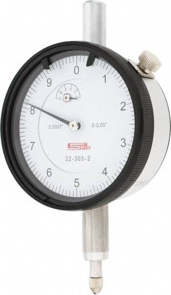 SPI - 0.05" Range, 0-10 Dial Reading, 0.0001" Graduation Dial Drop Indicator - 2.2" Dial, 0.01" Range per Revolution, 0.0007" Accuracy, Revolution Counter, Includes NIST Traceability Certification - Best Tool & Supply