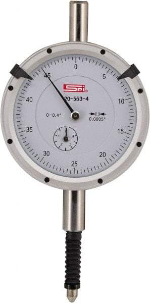 SPI - 0.4" Range, 0-50 Dial Reading, 0.0005" Graduation Dial Drop Indicator - 2.2" Dial, 0.05" Range per Revolution, 0.0015" Accuracy, Includes NIST Traceability Certification - Best Tool & Supply