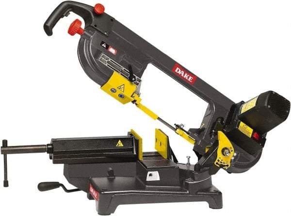 Dake - 6 x 5" Max Capacity, Semi-Automatic Geared Head Horizontal Bandsaw - 262 & 196 SFPM Blade Speed, 110 Volts, 45°, 2.5 hp, 1 Phase - Best Tool & Supply