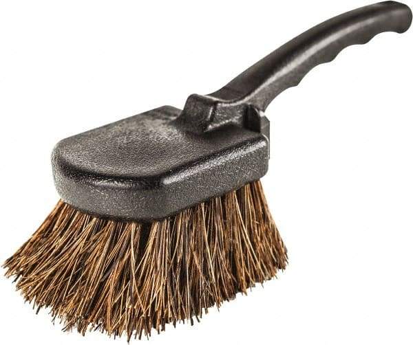 Harper Brush - 2-1/4" Bristle Length, Palmyra Utility Scrub Brush - 3-1/2" x 3-1/2" Long x 3" Wide Head, 10" OAL, Easy Grip Handle, Black, Polypropylene Block - Best Tool & Supply