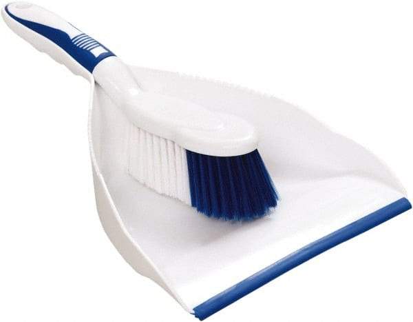 Harper Brush - 8" Wide x 7" Deep x 4" High Handheld Dustpan with Brush - Plastic Body, 5" Handle, White - Best Tool & Supply