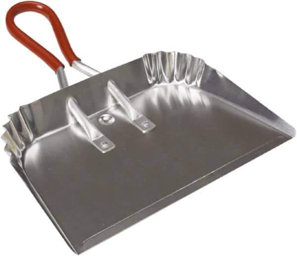 Harper Brush - 17" Wide x 10" Deep x 4" High Handheld Dustpan - Aluminum Body, 9" Aluminum Handle, Silver - Best Tool & Supply