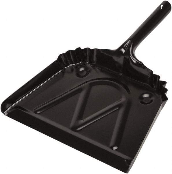 Harper Brush - 12" Wide x 7" Deep x 4" High Handheld Dustpan - Metal Body, 6" Handle, Black - Best Tool & Supply