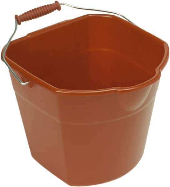 Harper Brush - 17 Qt, Plastic Rectangular Red Single Pail with Pour Spout - Handle Included, 13" Top Length - Best Tool & Supply