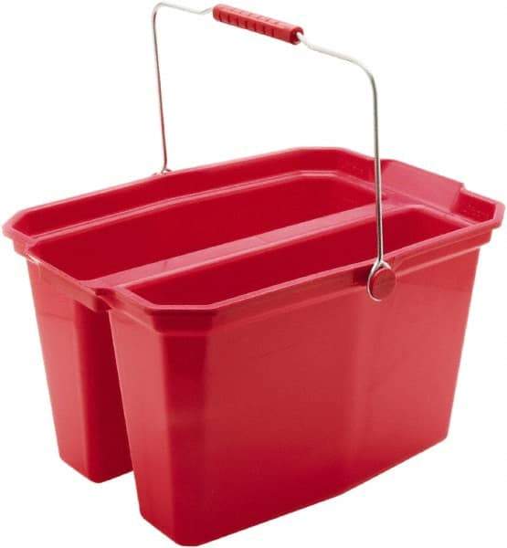 Harper Brush - 19 Qt Plastic Double Pail - 18" Long, Red, Metal Handle - Best Tool & Supply