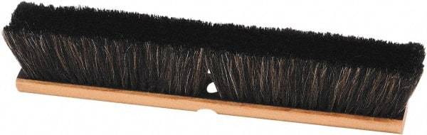 Harper Brush - 18" Smooth Surface Horsehair Push Broom - 3" Bristle Length, Wood Block, Threaded Handle Connection, Handle Sold Separately - Best Tool & Supply