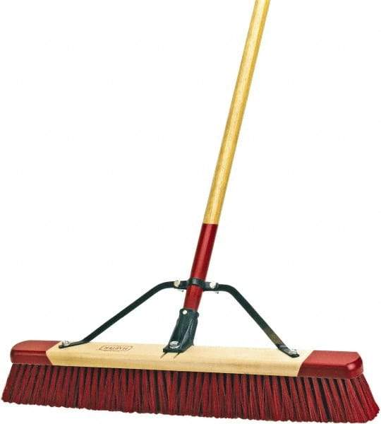 Harper Brush - 24" Rough Surface Synthetic Push Broom - 3" Bristle Length, Wood Block, Bolt-On Handle Connection, Handle Included - Best Tool & Supply