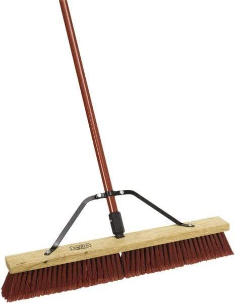 Harper Brush - 24" Medium Duty Synthetic Push Broom - 3" Bristle Length, Wood Block, Threaded Handle Connection, Handle Sold Separately - Best Tool & Supply