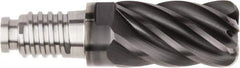 Kennametal - 5/8" Diam, 15/16" LOC, 6 Flute, 0.03" Corner Radius End Mill Head - Solid Carbide, AlTiN Finish, Duo-Lock 16 Connection, Spiral Flute, 37 & 39° Helix, Centercutting - Best Tool & Supply