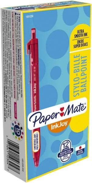 Paper Mate - 1mm Ball Point Retractable Ball Point Pen - Red - Best Tool & Supply