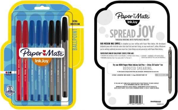 Paper Mate - 1mm Ball Point Ball Point Pen - Red, Blue & Black - Best Tool & Supply