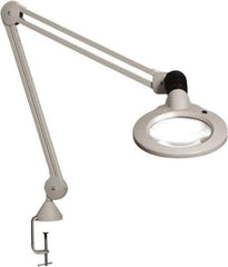 Vision Engineering - 30" Arm, Spring Suspension, Clamp Mount, LED, Light Gray, Magnifying Task Light - 9 Watts, 120 Volts, 1.75x Magnification - Best Tool & Supply