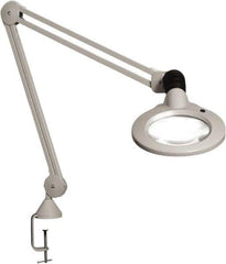 Vision Engineering - 45" Arm, Spring Suspension, Clamp Mount, LED, Light Gray, Magnifying Task Light - 9 Watts, 120 Volts, 1.75x Magnification - Best Tool & Supply