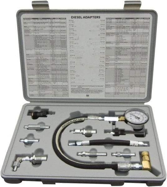 Lang - 10 Piece Dial Engine Compression Test Kit - 1,000 Max Pressure, PSI Scale - Best Tool & Supply