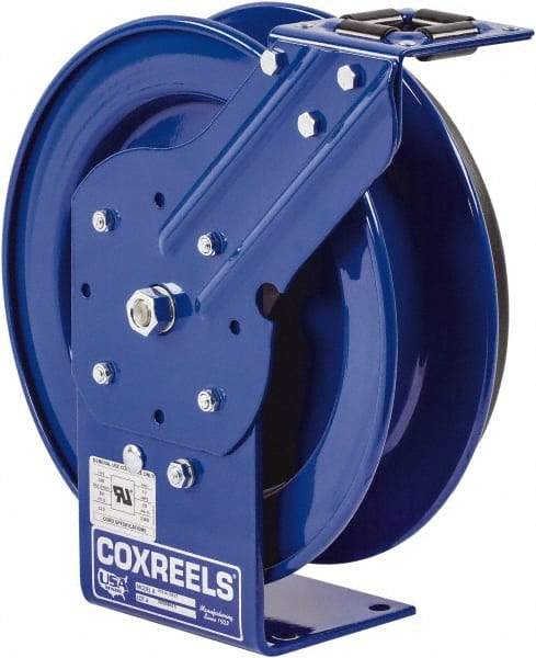 CoxReels - 10 AWG, 50' Cable Length, Cord & Cable Reel without Cable - 0 Outlets, 35 Amps, 115 Volts, SO Cable, Blue Reel, Spring Driven Reel - Best Tool & Supply