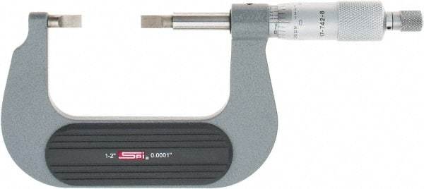 SPI - 1" to 2" Mechanical Painted Blade Micrometer - 0.0002" Accuracy, 0.03" Blade Thickness, Ratchet Stop Thimble - Best Tool & Supply