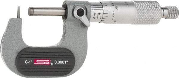 SPI - 0 to 1 Inch Range, 0.0001 Inch Graduation, A Anvil, Ratchet Stop Thimble, Mechanical Tube Micrometer - 0.0001 Inch Accuracy, Carbide Face - Best Tool & Supply