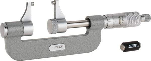 SPI - 1 to 2" Range, 0.001" Graduation, Mechanical Outside Micrometer - Ratchet Stop Thimble, Accurate to 0.00025" - Best Tool & Supply