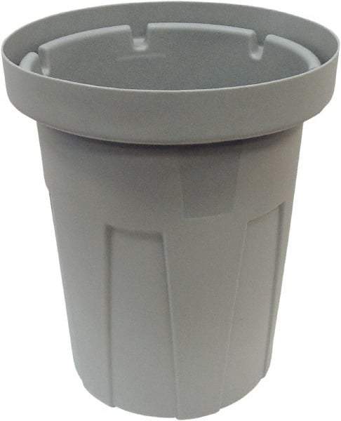 Made in USA - 40 Gal Gray Round Trash Can - Polyethylene, None Graphic, Lid Not Included - Best Tool & Supply