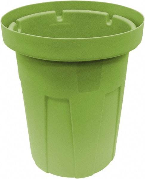 Made in USA - 25 Gal Green Round Trash Can - Polyethylene, None Graphic, Lid Not Included - Best Tool & Supply