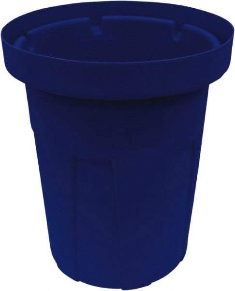 Made in USA - 20 Gal Blue Round Trash Can - Polyethylene, None Graphic, Lid Not Included - Best Tool & Supply