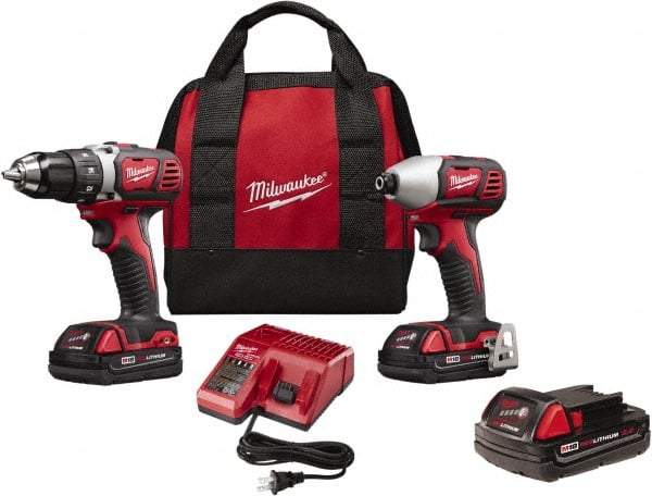 Milwaukee Tool - 18 Volt Cordless Tool Combination Kit - Includes Compact Drill/Driver & Impact Driver, Lithium-Ion Battery Included - Best Tool & Supply