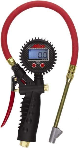 Milton - 0 to 255 psi Digital Straight Foot Dual Head Tire Pressure Gauge - AAA Battery, 15' Hose Length - Best Tool & Supply