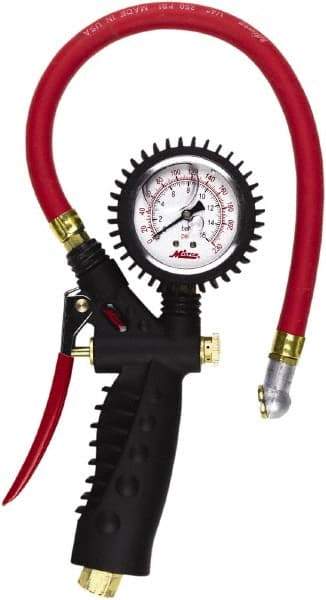 Milton - 0 to 230 psi Dial Ball Foot Tire Pressure Gauge - 15' Hose Length - Best Tool & Supply