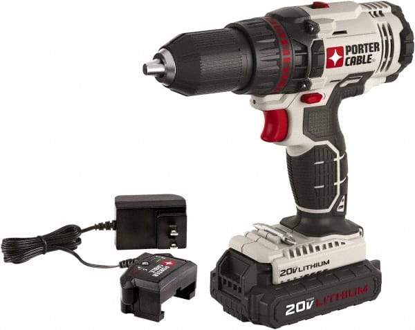 Porter-Cable - 20 Volt 1/2" Chuck Mid-Handle Cordless Drill - 0-350 & 0-1500 RPM, Keyless Chuck, Reversible, 1 Lithium-Ion Battery Included - Best Tool & Supply