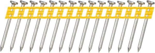 DeWALT - 13 Gauge 0.102" Shank Diam 1-1/2" Long Concrete Nails for Power Nailers - Steel, Zinc Finish, Smooth Shank, Angled Stick Plastic Collation, Round Head - Best Tool & Supply