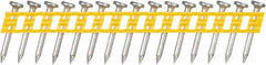DeWALT - 13 Gauge 0.102" Shank Diam 1" Long Concrete Nails for Power Nailers - Steel, Zinc Finish, Smooth Shank, Angled Stick Plastic Collation, Round Head - Best Tool & Supply