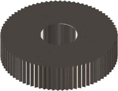 Made in USA - 1" Diam, 90° Tooth Angle, 20 TPI, Standard (Shape), Form Type Cobalt Straight Knurl Wheel - 0.236" Face Width, 5/16" Hole, Circular Pitch, 0° Helix, Ferritic Nitrocarburizing Finish, Series OS - Exact Industrial Supply