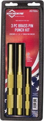 Mayhew - 3 Piece, 1/4 to 1/2", Pin Punch Set - Round Shank, Brass, Comes in Plastic Tray - Best Tool & Supply