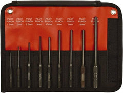 Mayhew - 9 Piece, 1.5 to 8mm, Pin & Pilot Punch Set - Hex Shank, Steel, Comes in Kit Bag - Best Tool & Supply