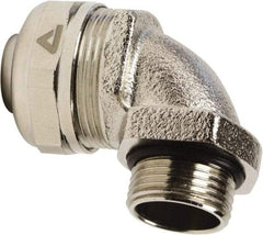 Anaconda Sealtite - 20mm Trade, Nickel Plated Brass Threaded 90° Liquidtight Conduit Connector - Partially Insulated - Best Tool & Supply